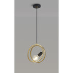 NL86719 Candio 1 Light Double Ring Pendant Matt Black Painted Gold
