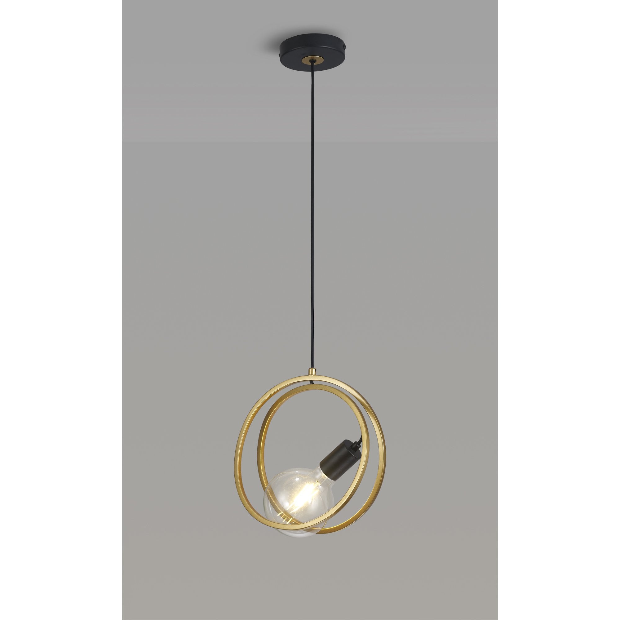 NL86719 Candio 1 Light Double Ring Pendant Matt Black Painted Gold