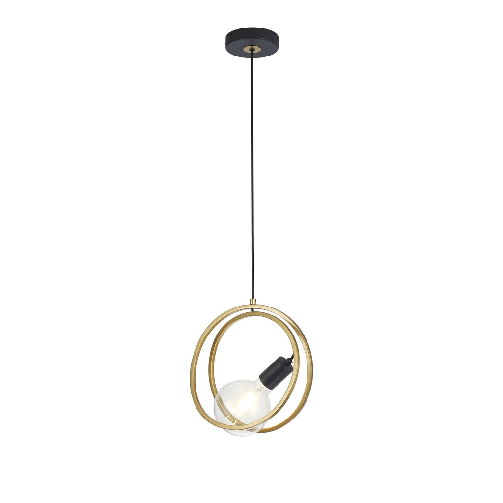 NL86719 Candio 1 Light Double Ring Pendant Matt Black Painted Gold