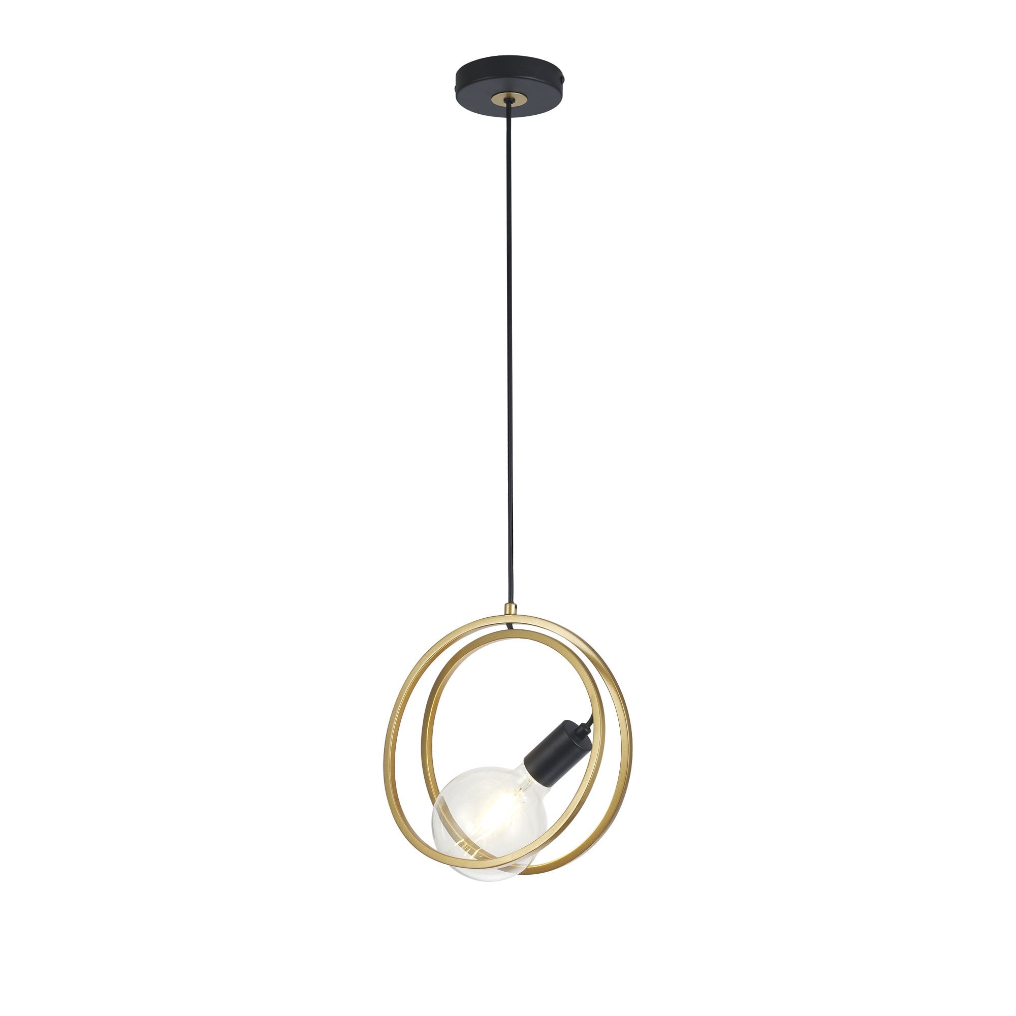 NL86719 Candio 1 Light Double Ring Pendant Matt Black Painted Gold