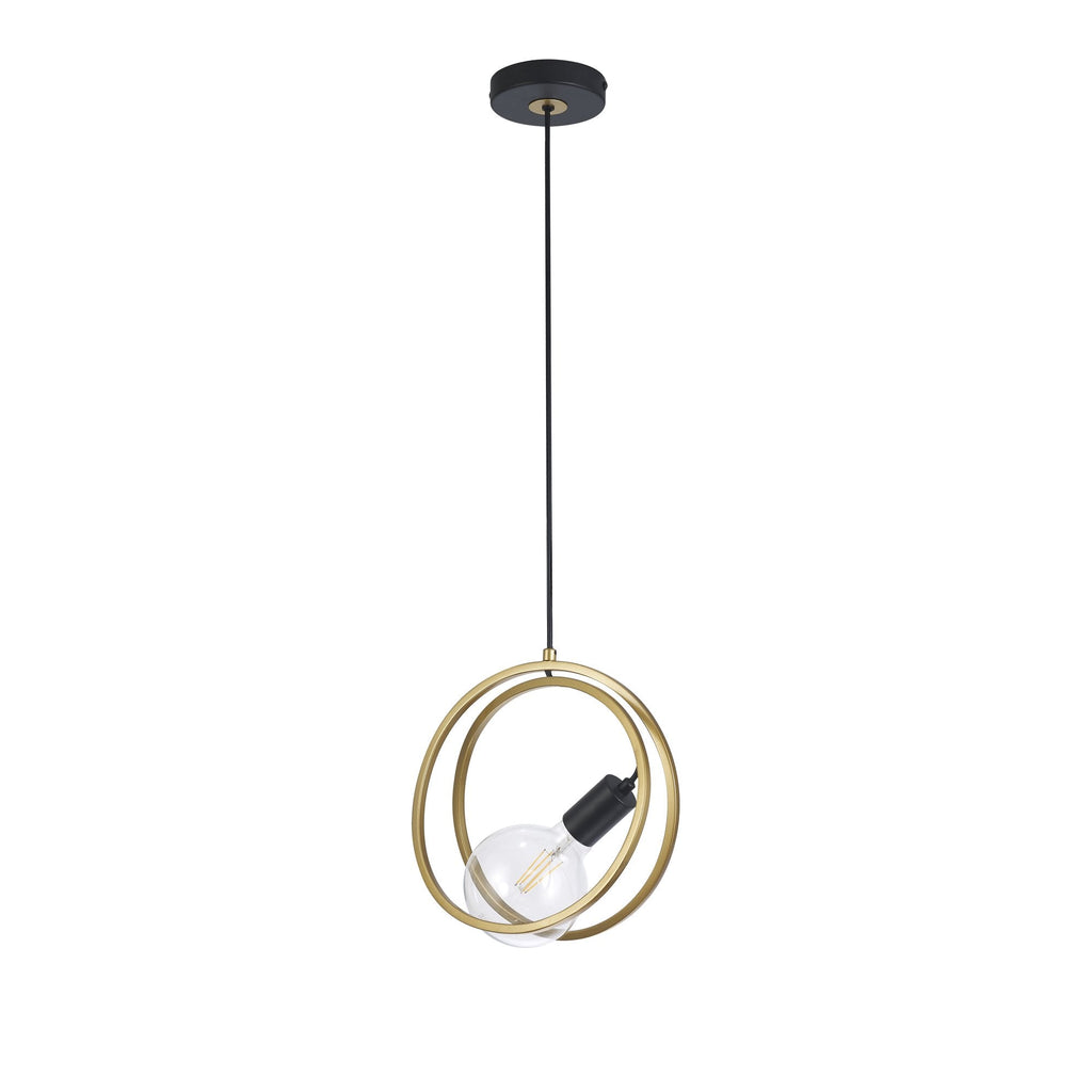 NL86719 Candio 1 Light Double Ring Pendant Matt Black Painted Gold