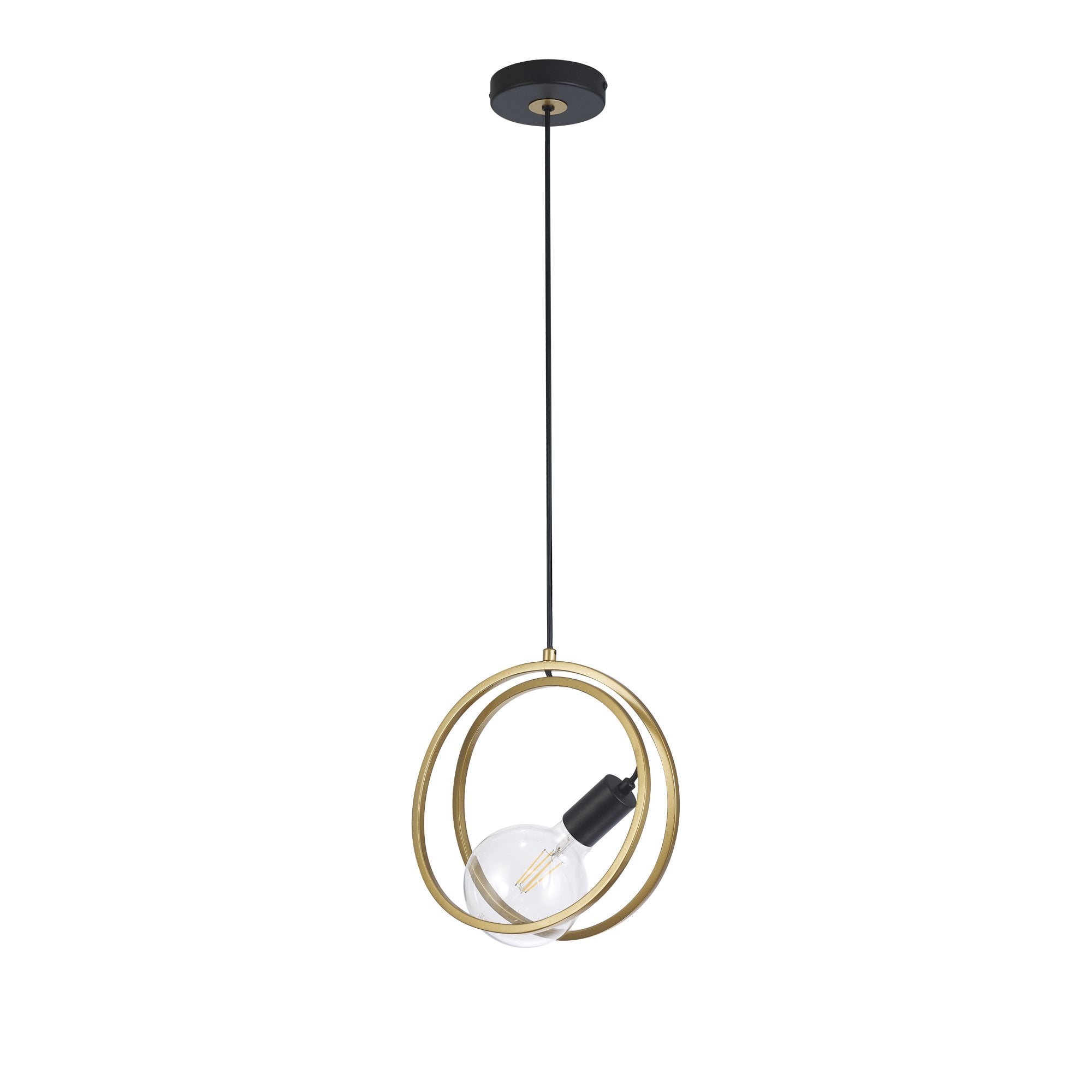 NL86719 Candio 1 Light Double Ring Pendant Matt Black Painted Gold
