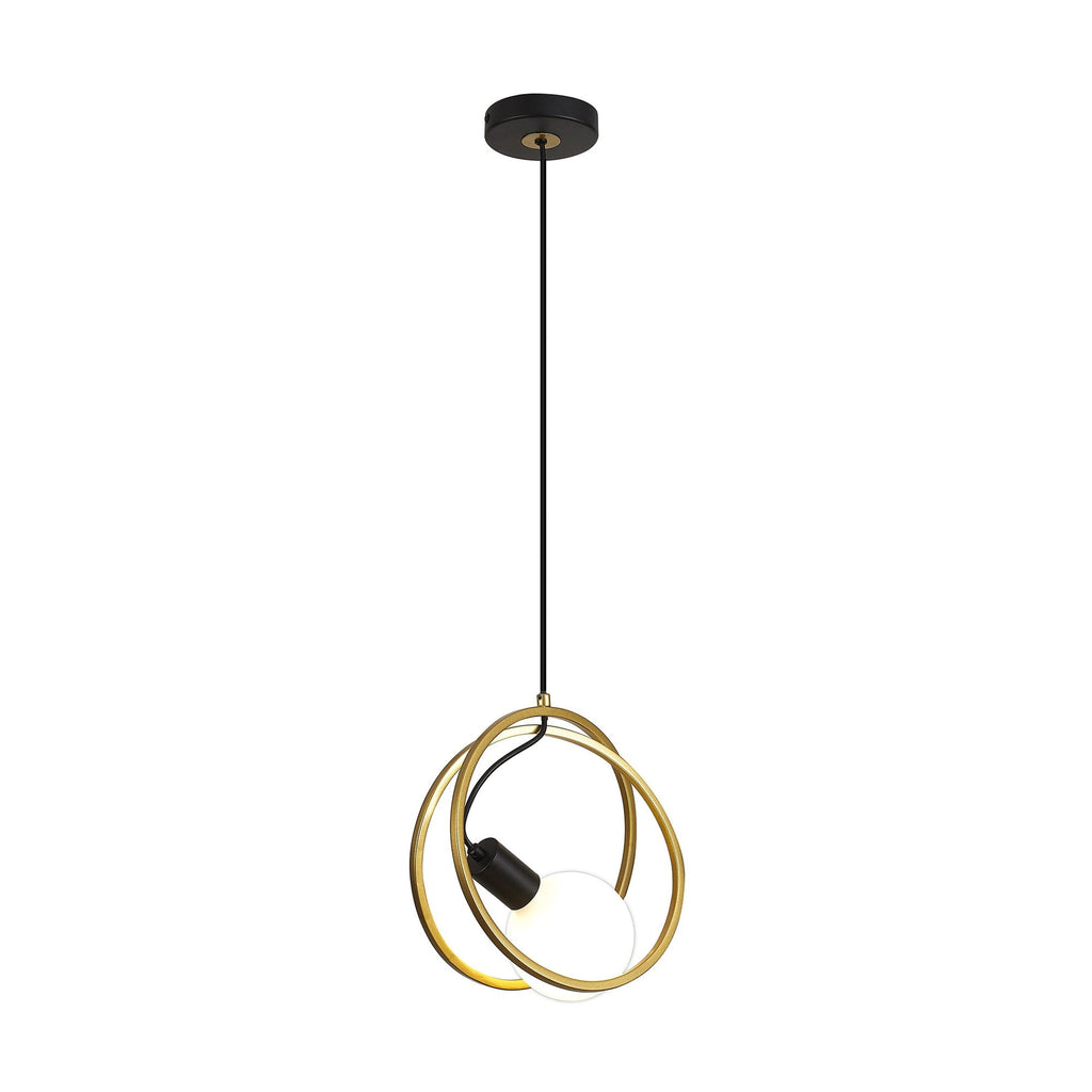 NL86719 Candio 1 Light Double Ring Pendant Matt Black Painted Gold