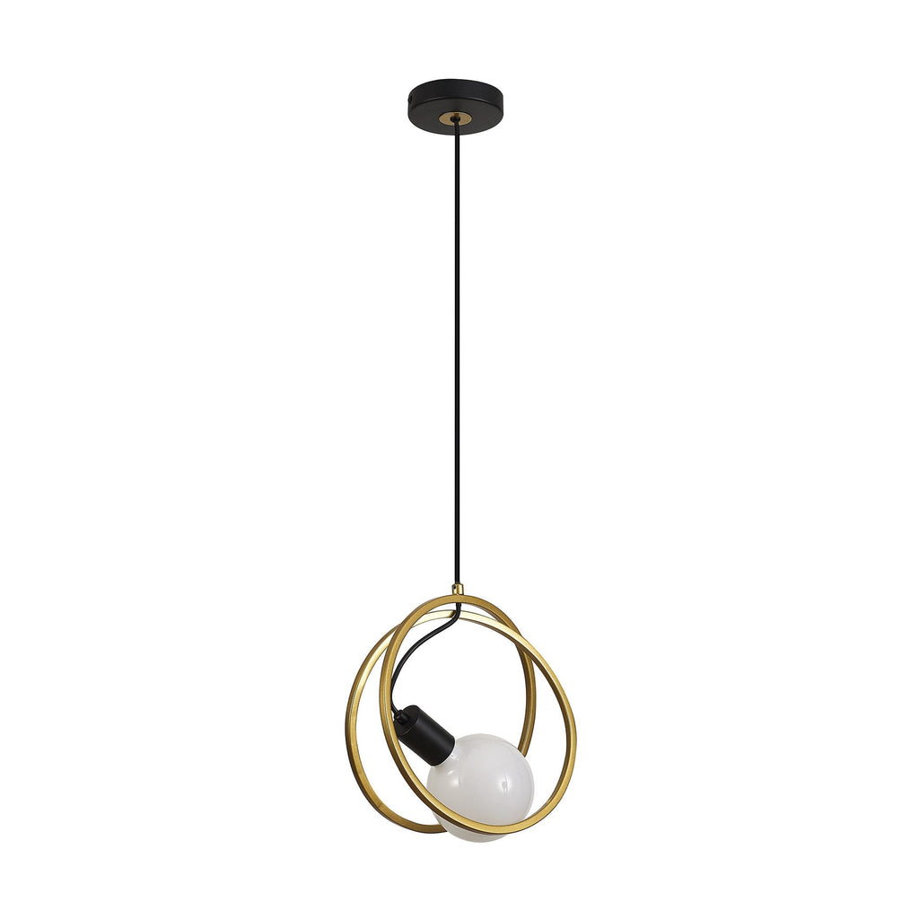 NL86719 Candio 1 Light Double Ring Pendant Matt Black Painted Gold