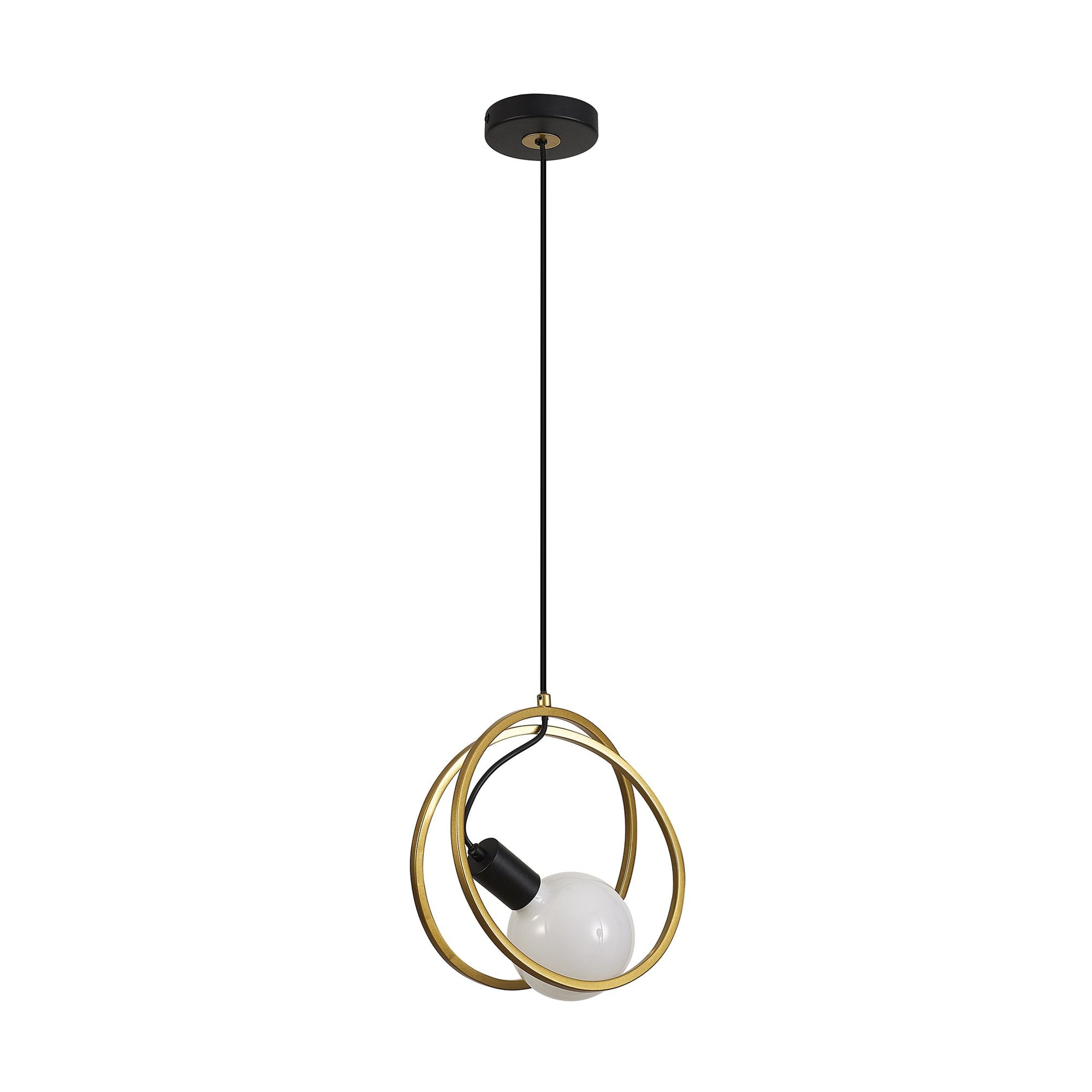 NL86719 Candio 1 Light Double Ring Pendant Matt Black Painted Gold