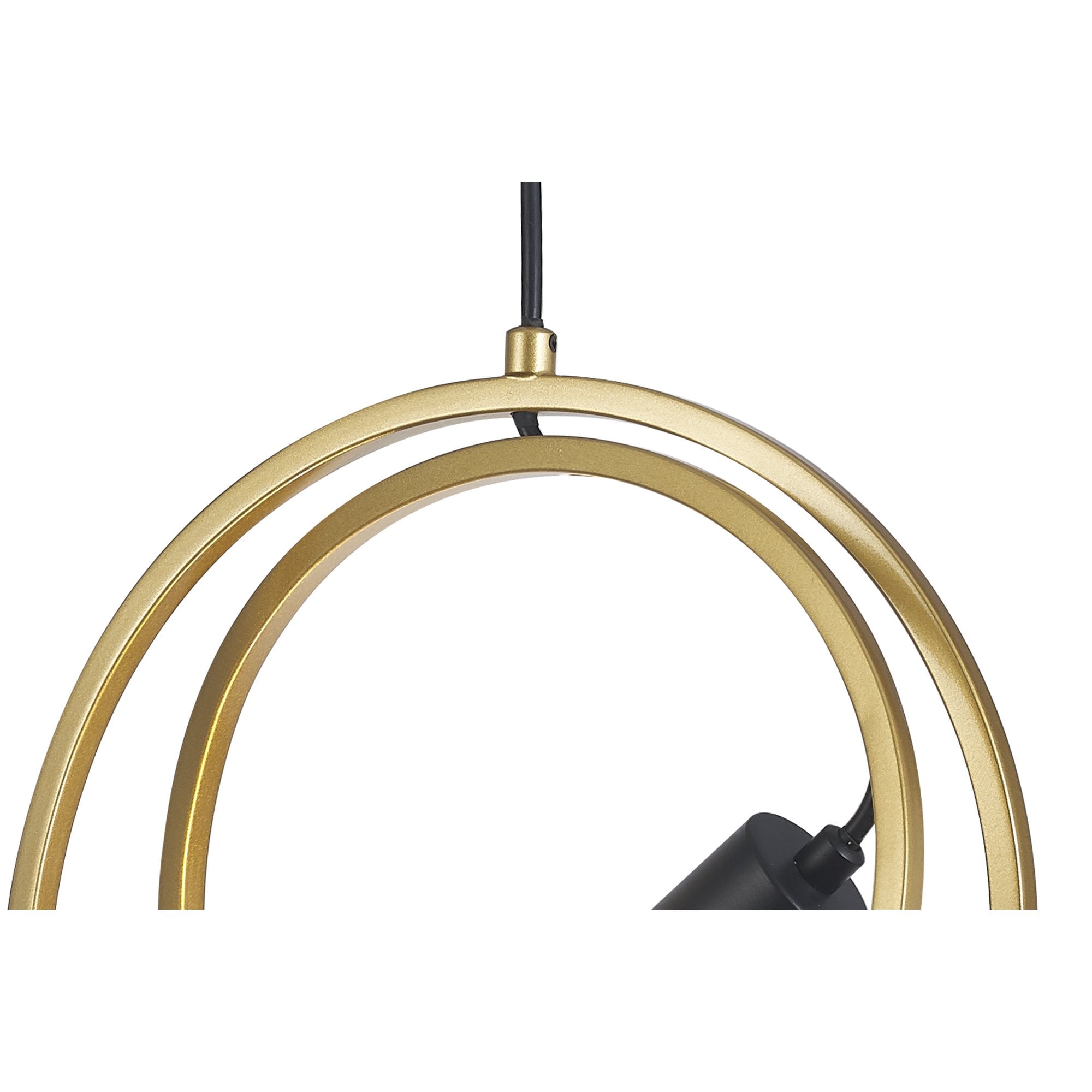 NL86719 Candio 1 Light Double Ring Pendant Matt Black Painted Gold
