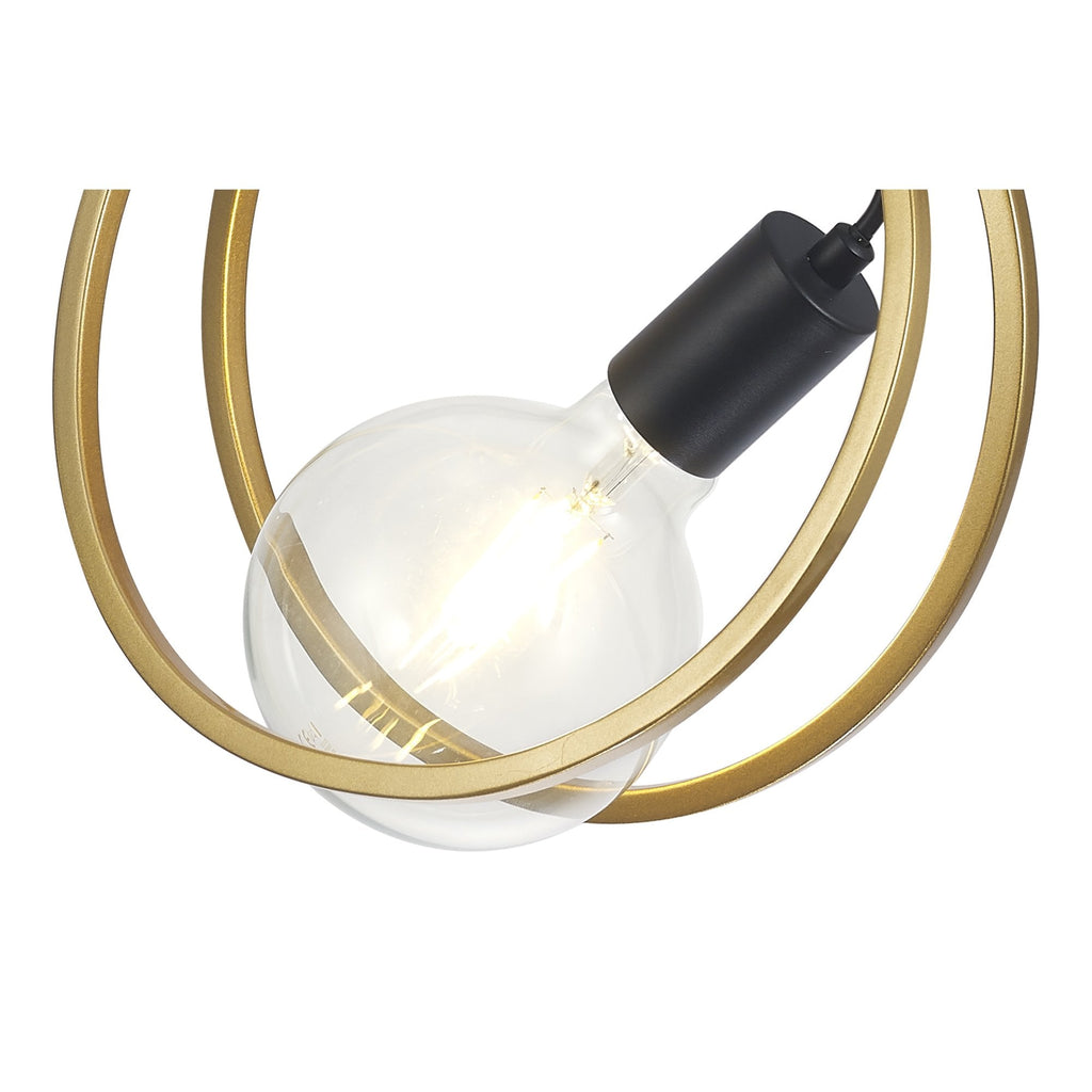 NL86719 Candio 1 Light Double Ring Pendant Matt Black Painted Gold