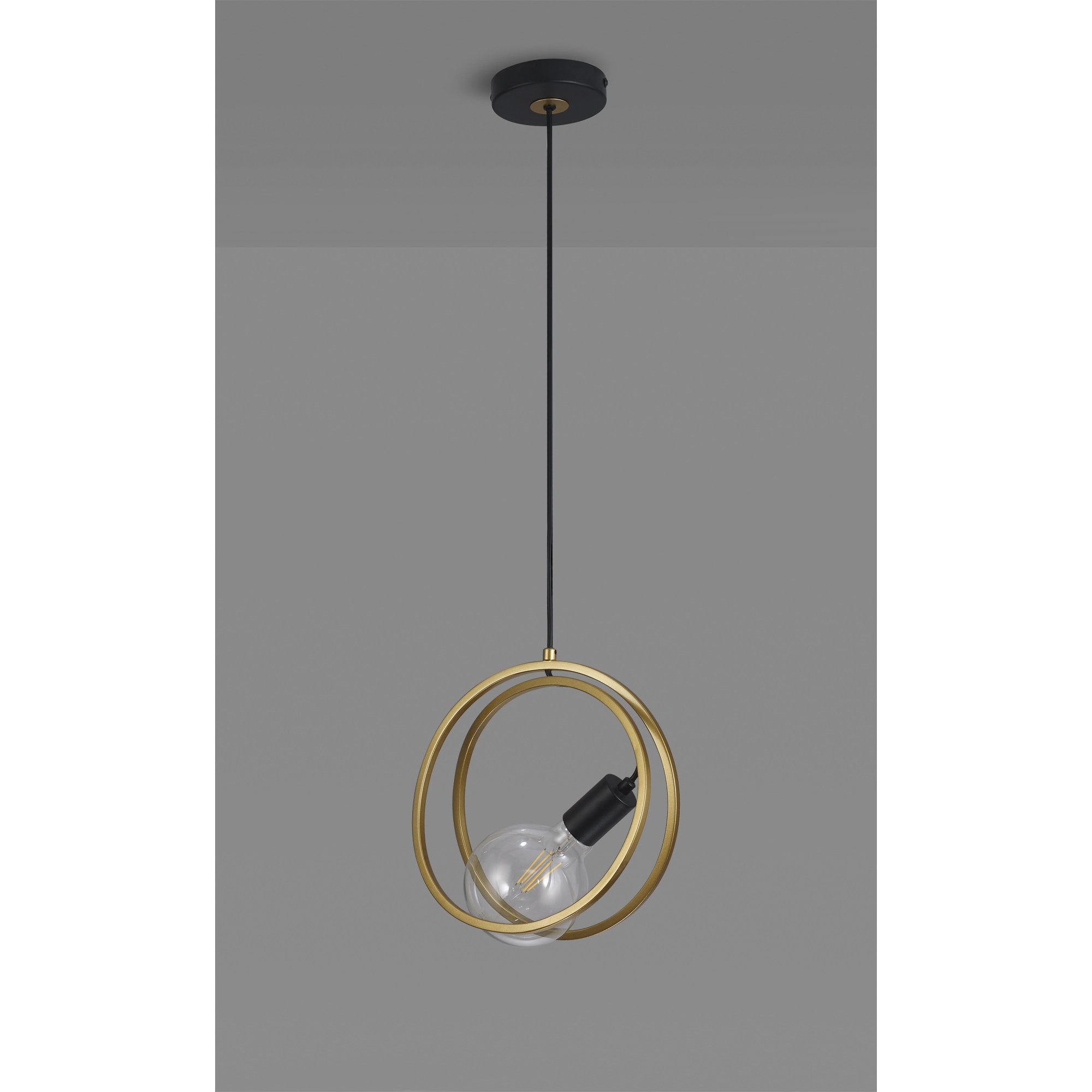 NL86719 Candio 1 Light Double Ring Pendant Matt Black Painted Gold