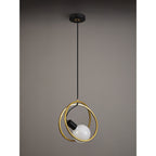 NL86719 Candio 1 Light Double Ring Pendant Matt Black Painted Gold