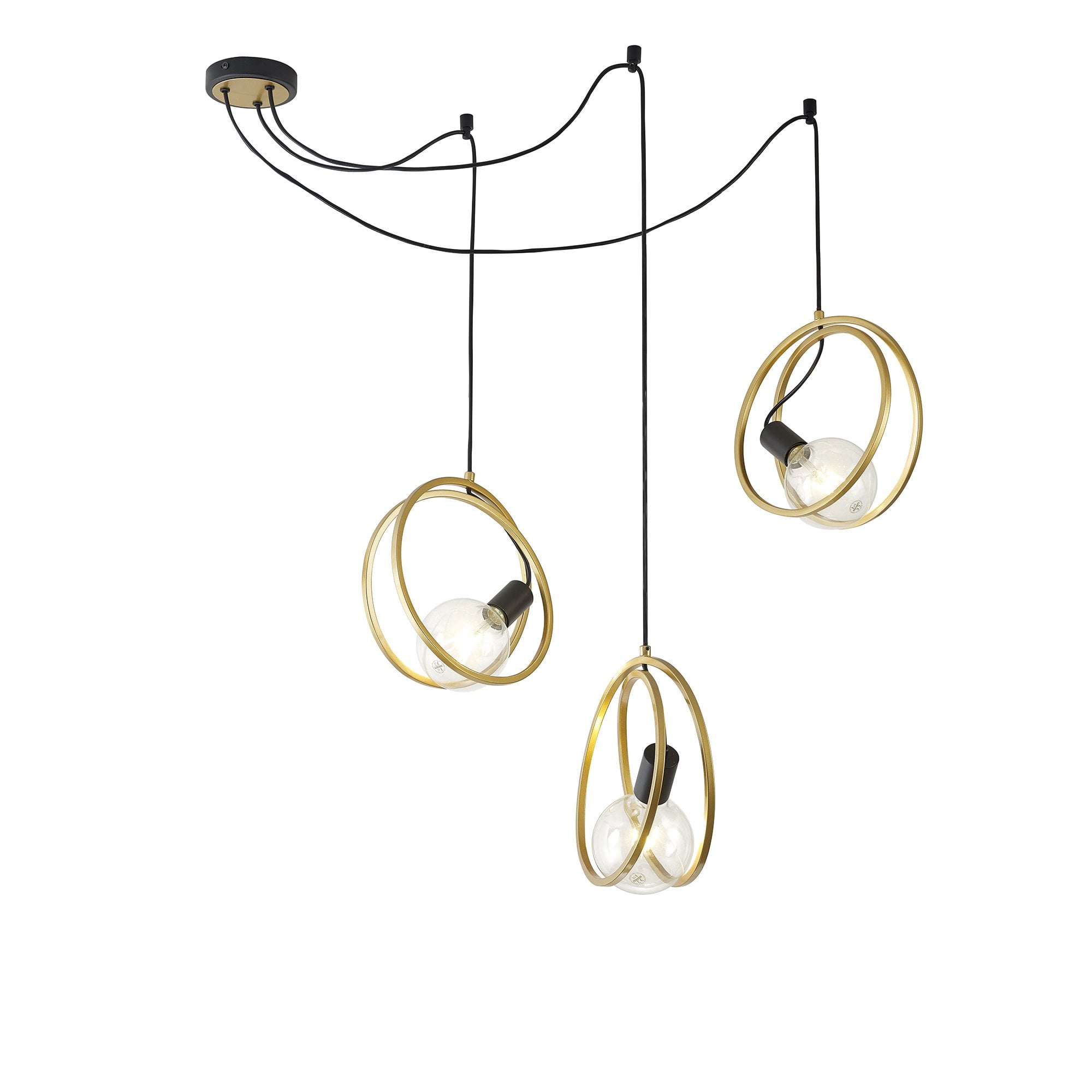 NL86729 Candio 3 Light Single Ring Pendant Matt Black Painted Gold