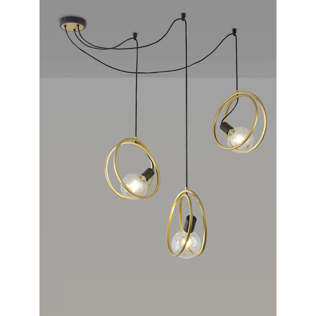NL86729 Candio 3 Light Single Ring Pendant Matt Black Painted Gold