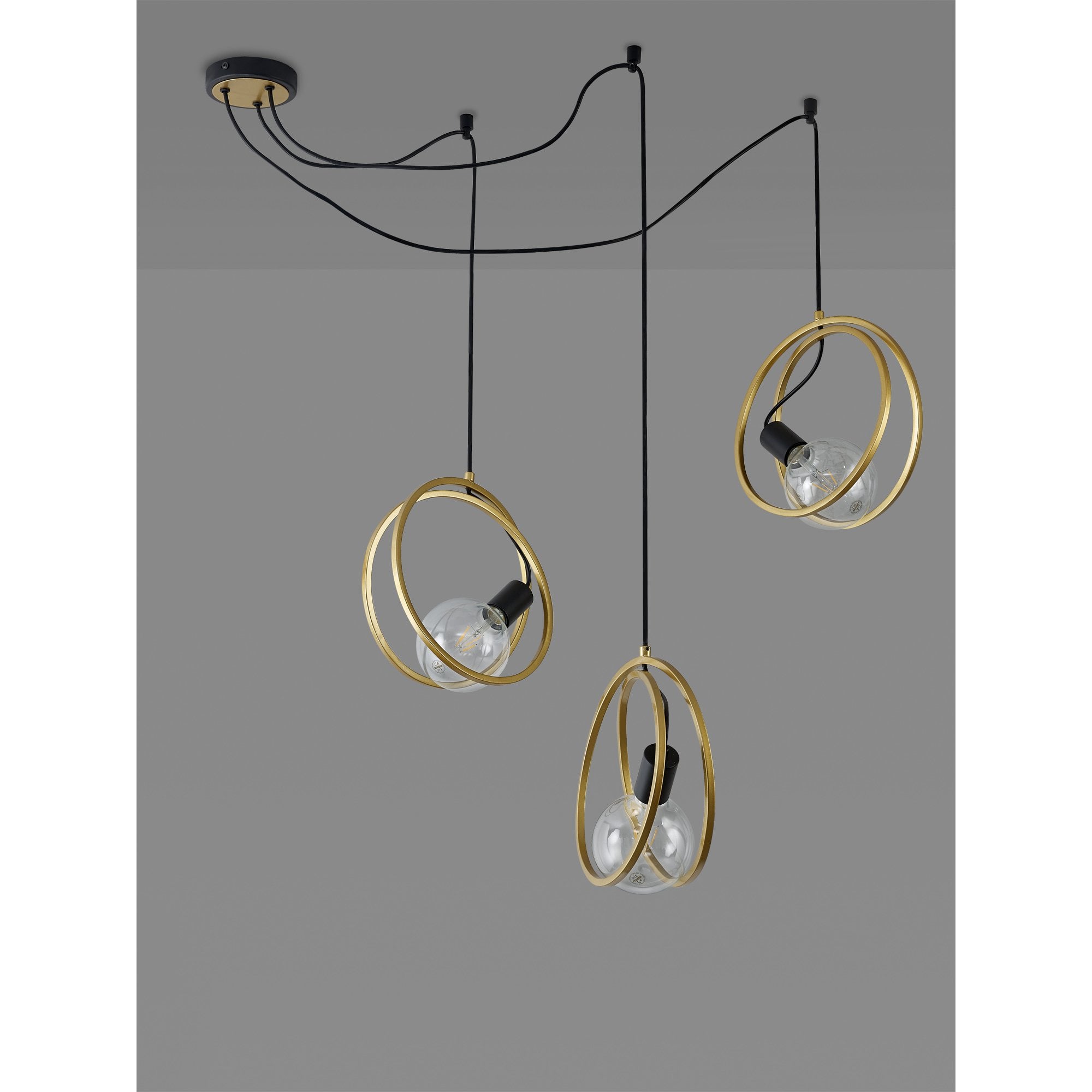 NL86729 Candio 3 Light Single Ring Pendant Matt Black Painted Gold