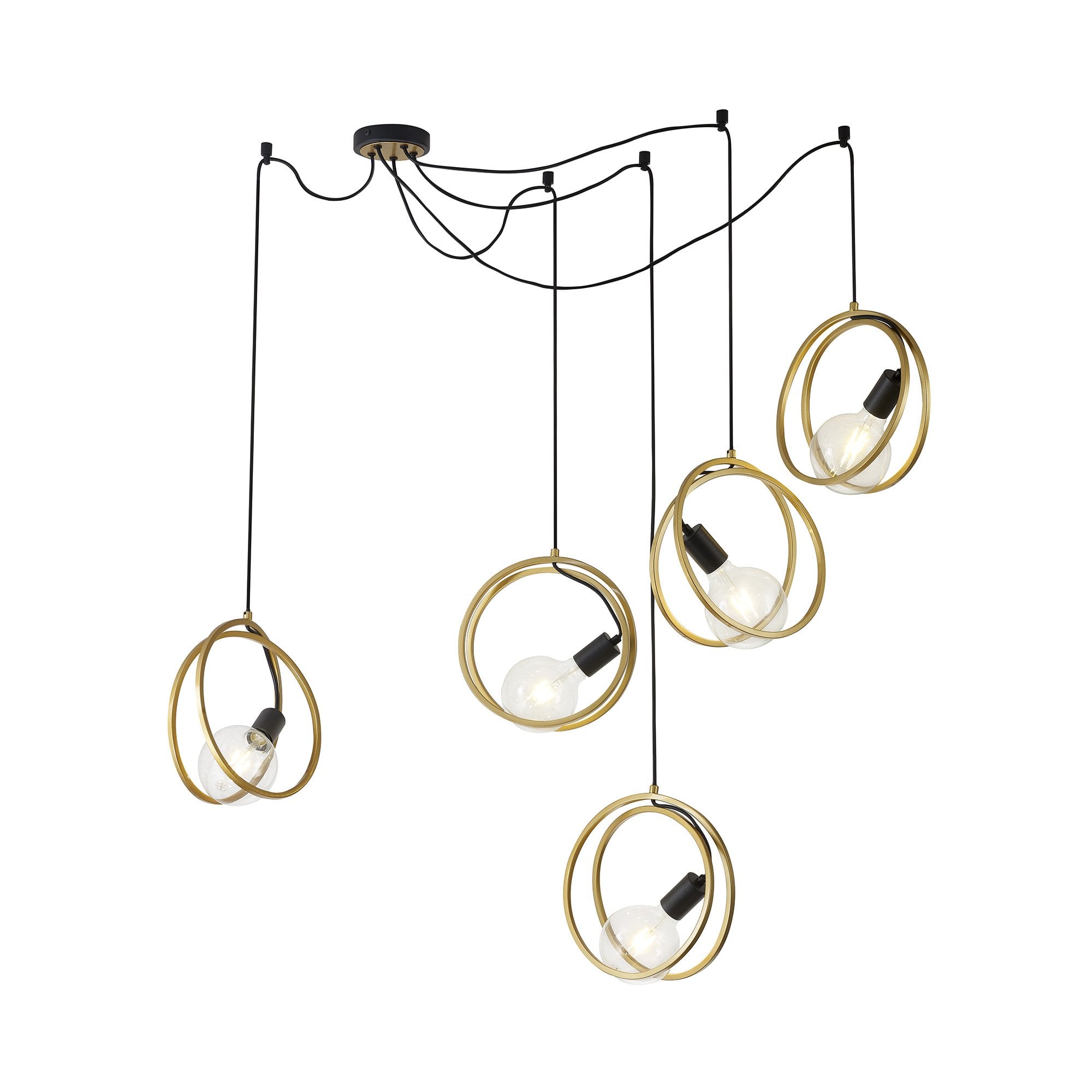 NL86739 Candio 5 Light Double Ring Multi Pendant Matt Black Painted Gold