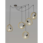 NL86739 Candio 5 Light Double Ring Multi Pendant Matt Black Painted Gold