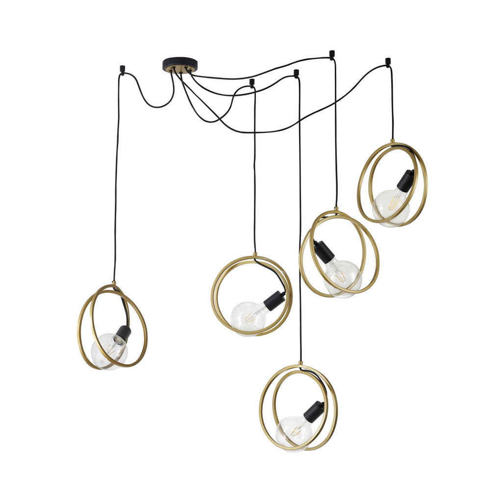 NL86739 Candio 5 Light Double Ring Multi Pendant Matt Black Painted Gold