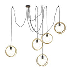 NL86739 Candio 5 Light Double Ring Multi Pendant Matt Black Painted Gold