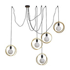 NL86739 Candio 5 Light Double Ring Multi Pendant Matt Black Painted Gold