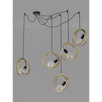 NL86739 Candio 5 Light Double Ring Multi Pendant Matt Black Painted Gold