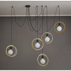 NL86739 Candio 5 Light Double Ring Multi Pendant Matt Black Painted Gold