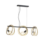 NL86749 Candio 3 Light Double Ring Linear Pendant Matt Black Painted Gold