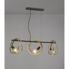 NL86749 Candio 3 Light Double Ring Linear Pendant Matt Black Painted Gold