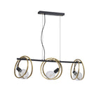 NL86749 Candio 3 Light Double Ring Linear Pendant Matt Black Painted Gold