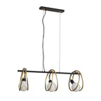 NL86749 Candio 3 Light Double Ring Linear Pendant Matt Black Painted Gold