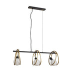 NL86749 Candio 3 Light Double Ring Linear Pendant Matt Black Painted Gold
