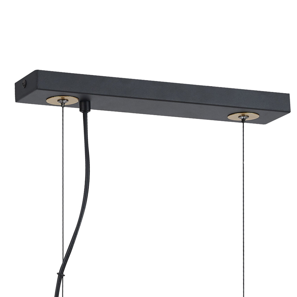 NL86749 Candio 3 Light Double Ring Linear Pendant Matt Black Painted Gold