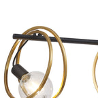 NL86749 Candio 3 Light Double Ring Linear Pendant Matt Black Painted Gold