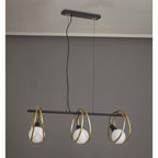 NL86749 Candio 3 Light Double Ring Linear Pendant Matt Black Painted Gold