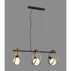NL86749 Candio 3 Light Double Ring Linear Pendant Matt Black Painted Gold