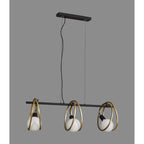 NL86749 Candio 3 Light Double Ring Linear Pendant Matt Black Painted Gold