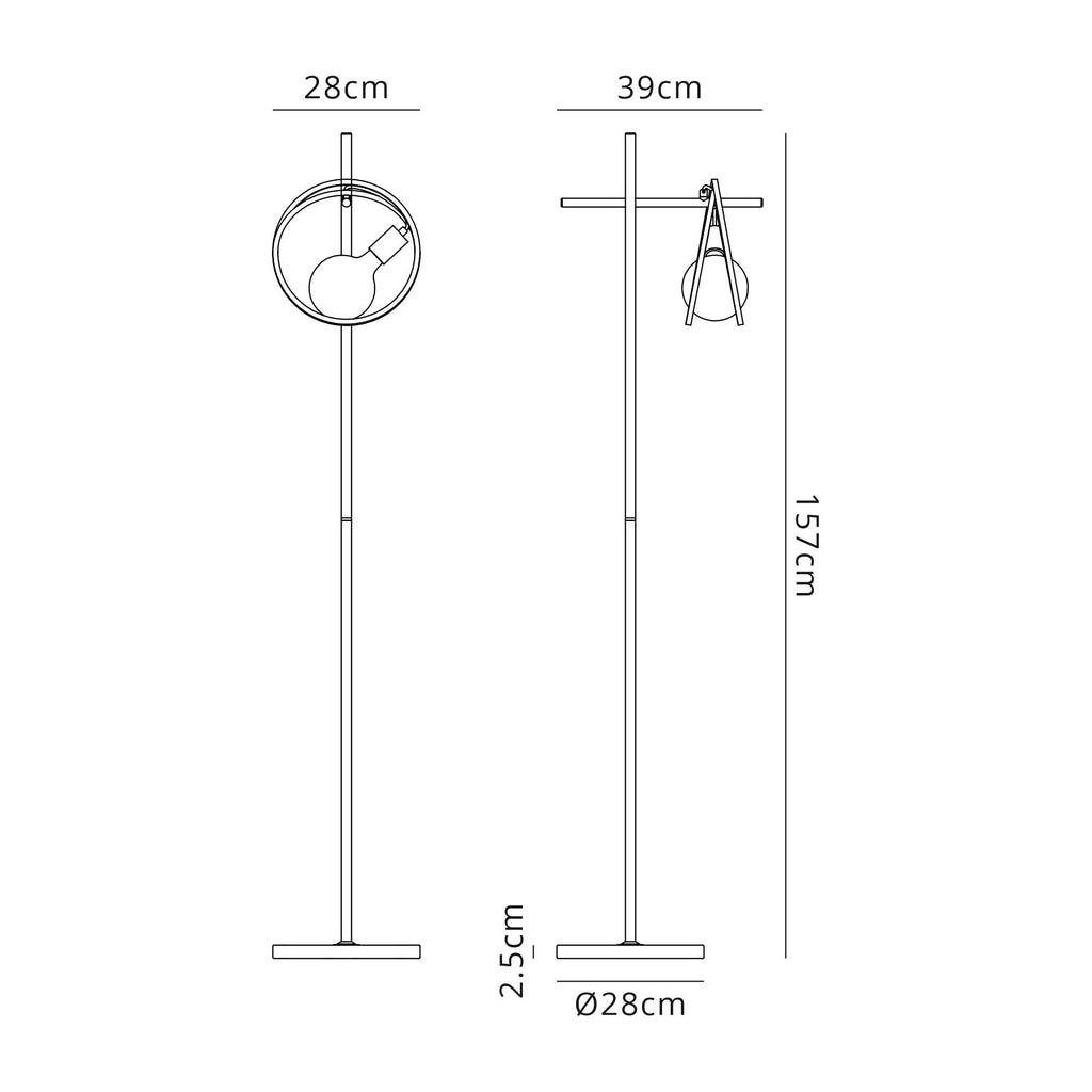 NL86769 Candio 1 Light Floor Lamp Matt Black Painted Gold