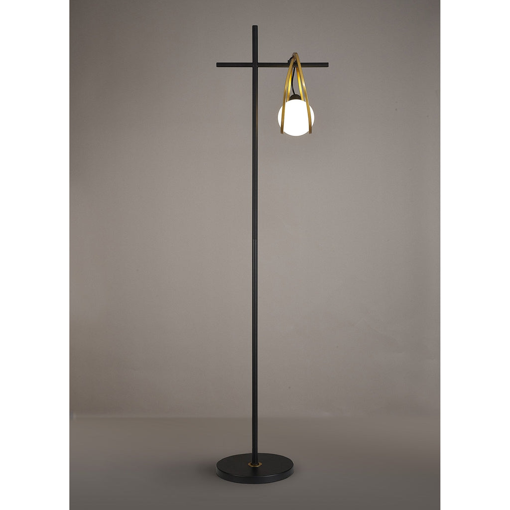 NL86769 Candio 1 Light Floor Lamp Matt Black Painted Gold