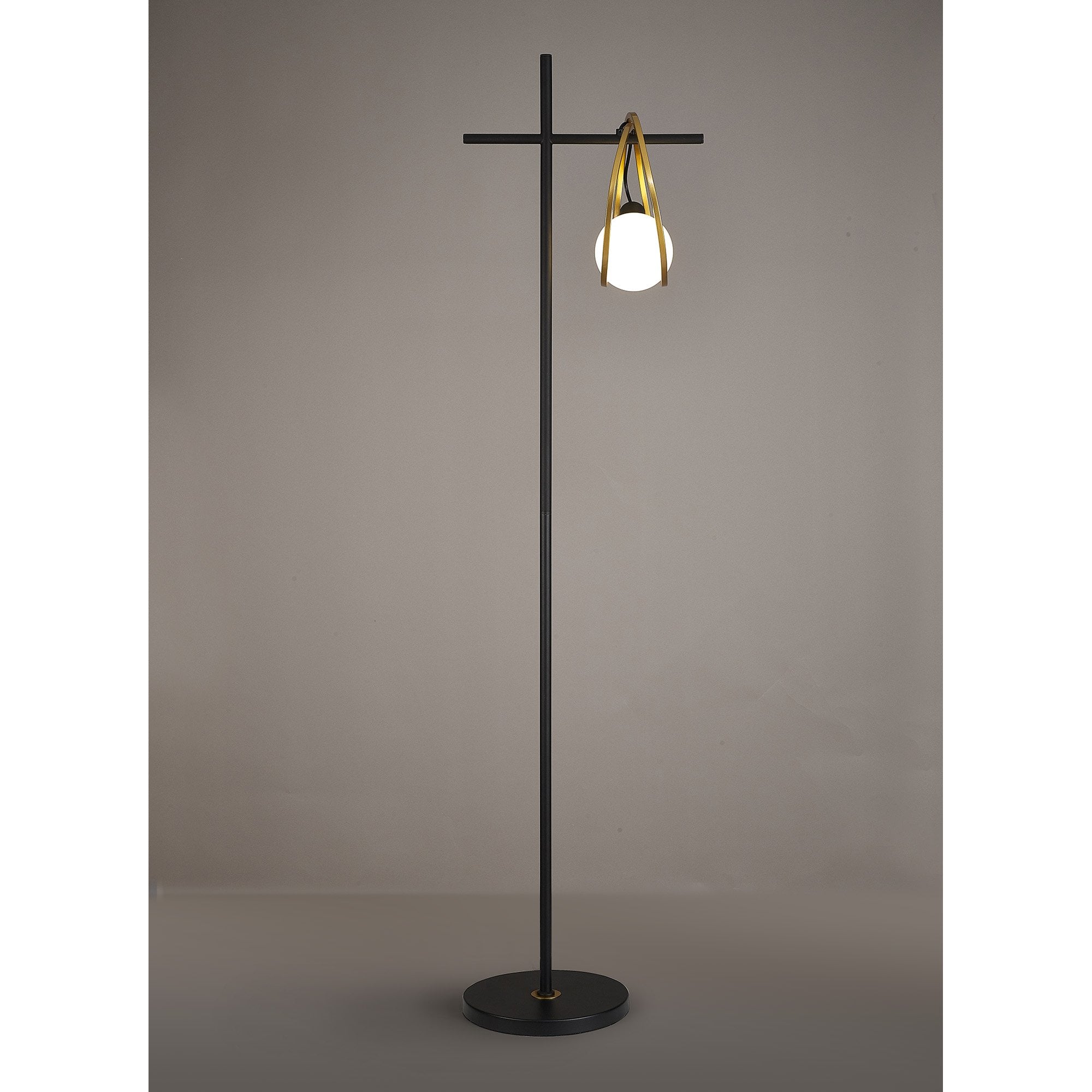 NL86769 Candio 1 Light Floor Lamp Matt Black Painted Gold