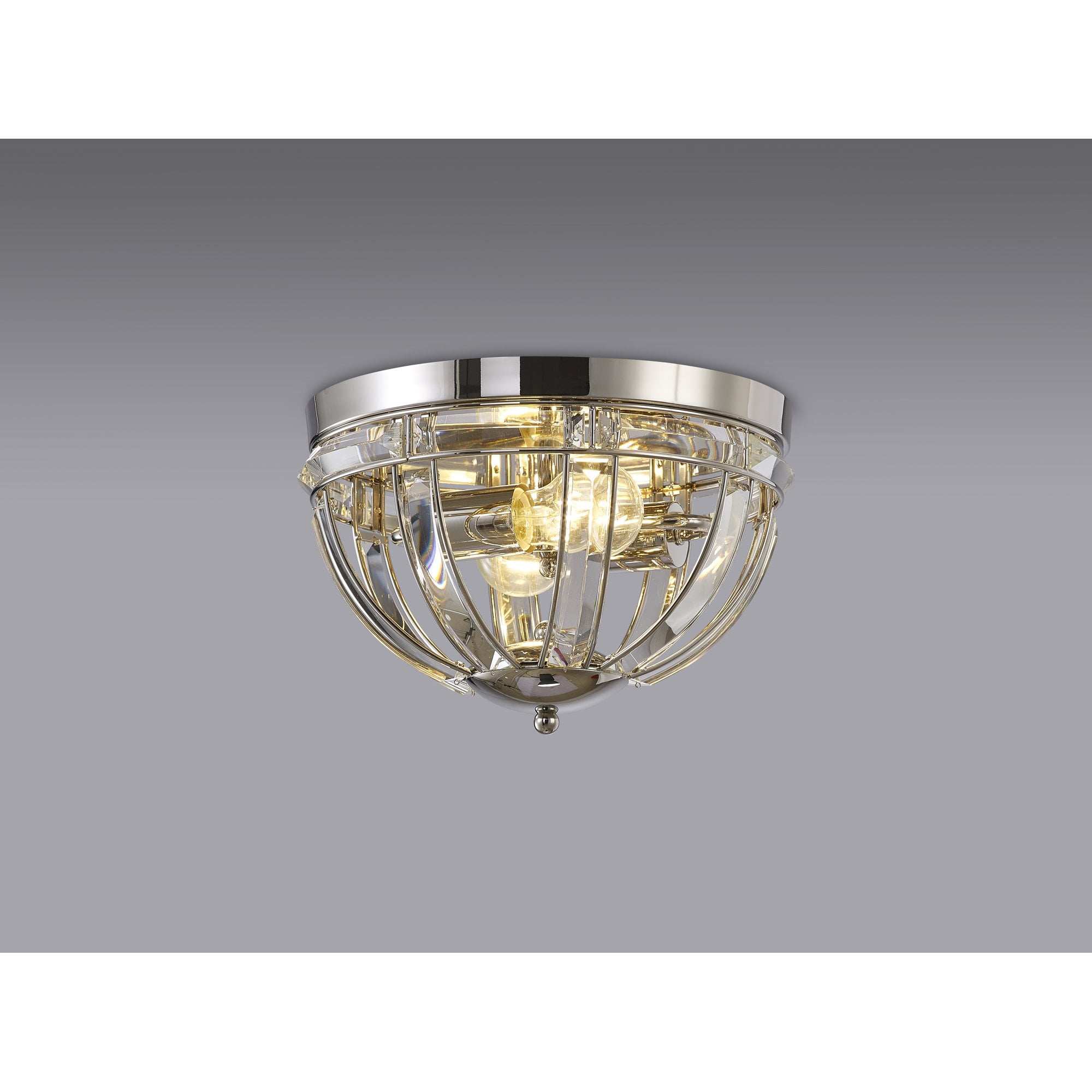 NL84269 Char 2 Light Ceiling Light Polished Nickel Clear