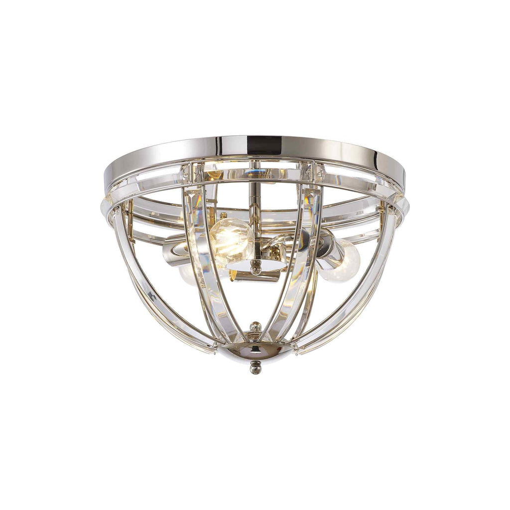 NL86389 Char 3 Light Flush Ceiling Light Polished Nickel Clear