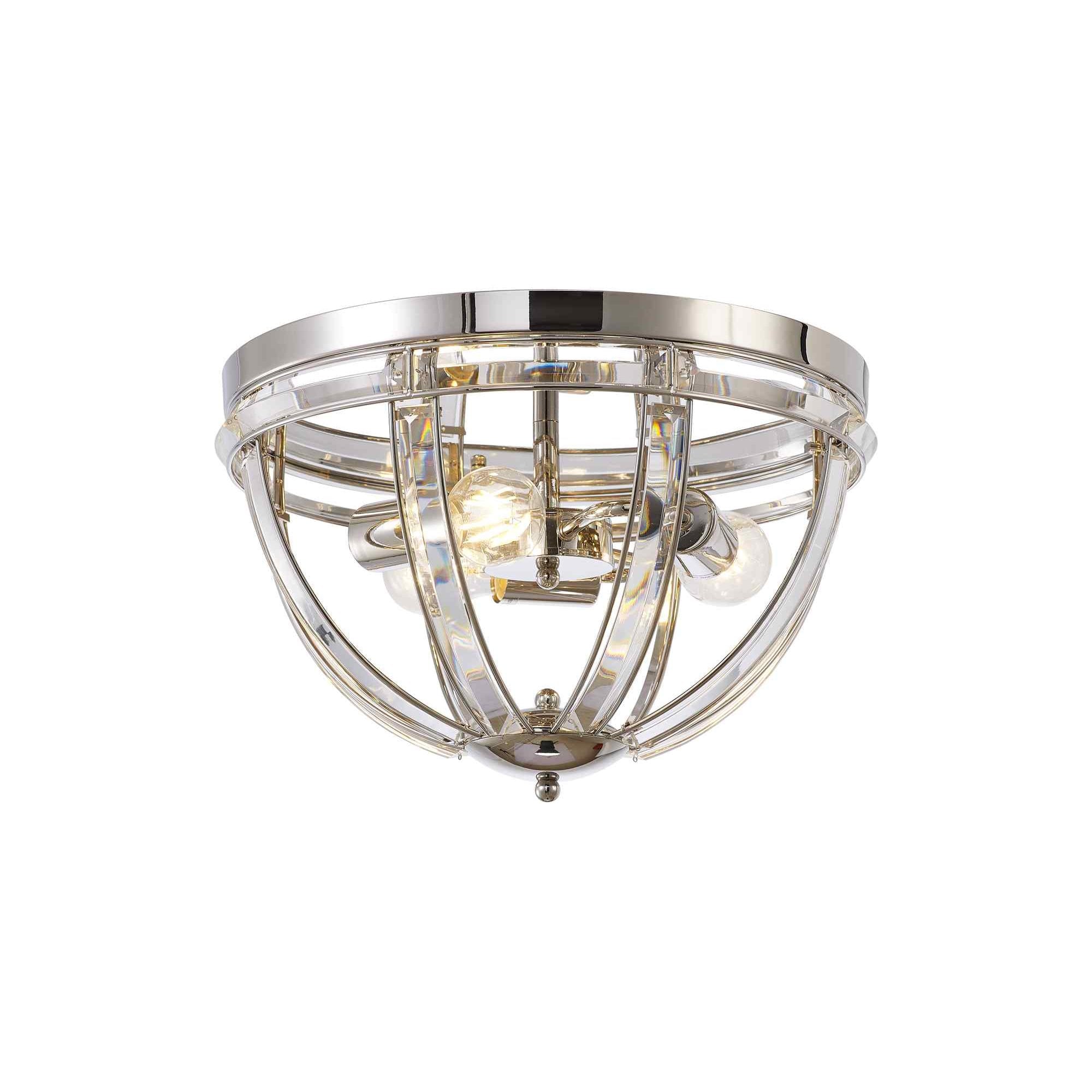 NL86389 Char 3 Light Flush Ceiling Light Polished Nickel Clear