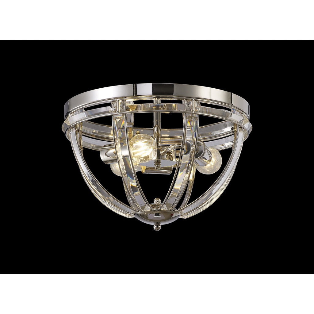 NL86389 Char 3 Light Flush Ceiling Light Polished Nickel Clear