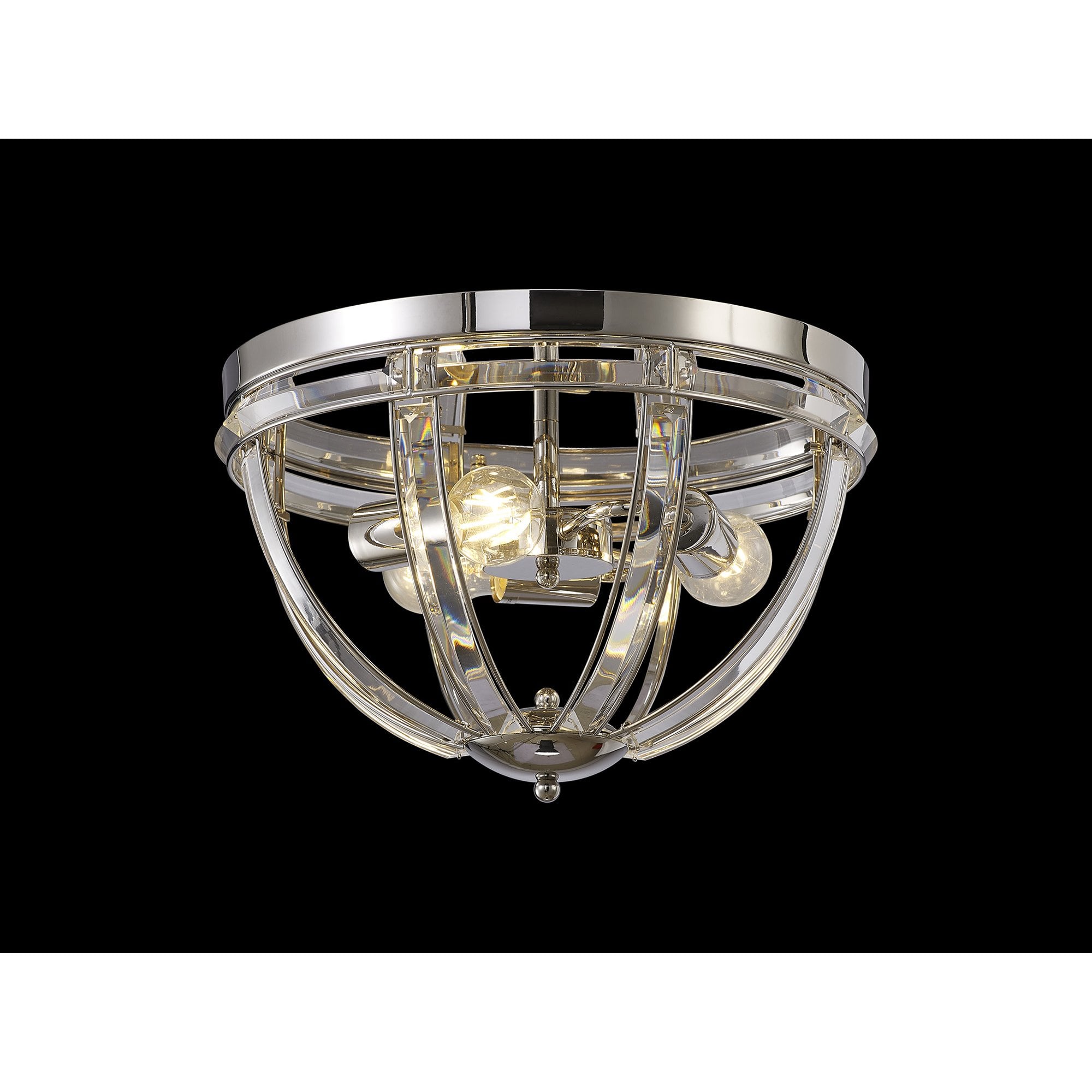 NL86389 Char 3 Light Flush Ceiling Light Polished Nickel Clear