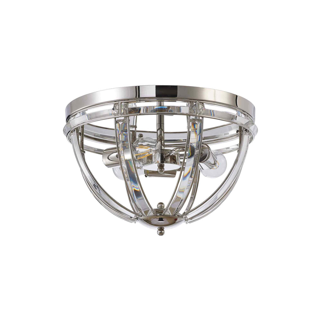 NL86389 Char 3 Light Flush Ceiling Light Polished Nickel Clear