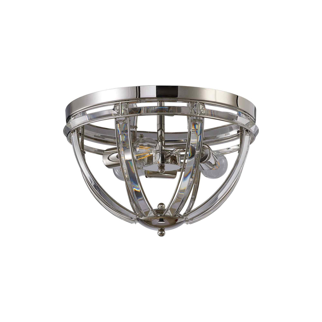 NL86389 Char 3 Light Flush Ceiling Light Polished Nickel Clear