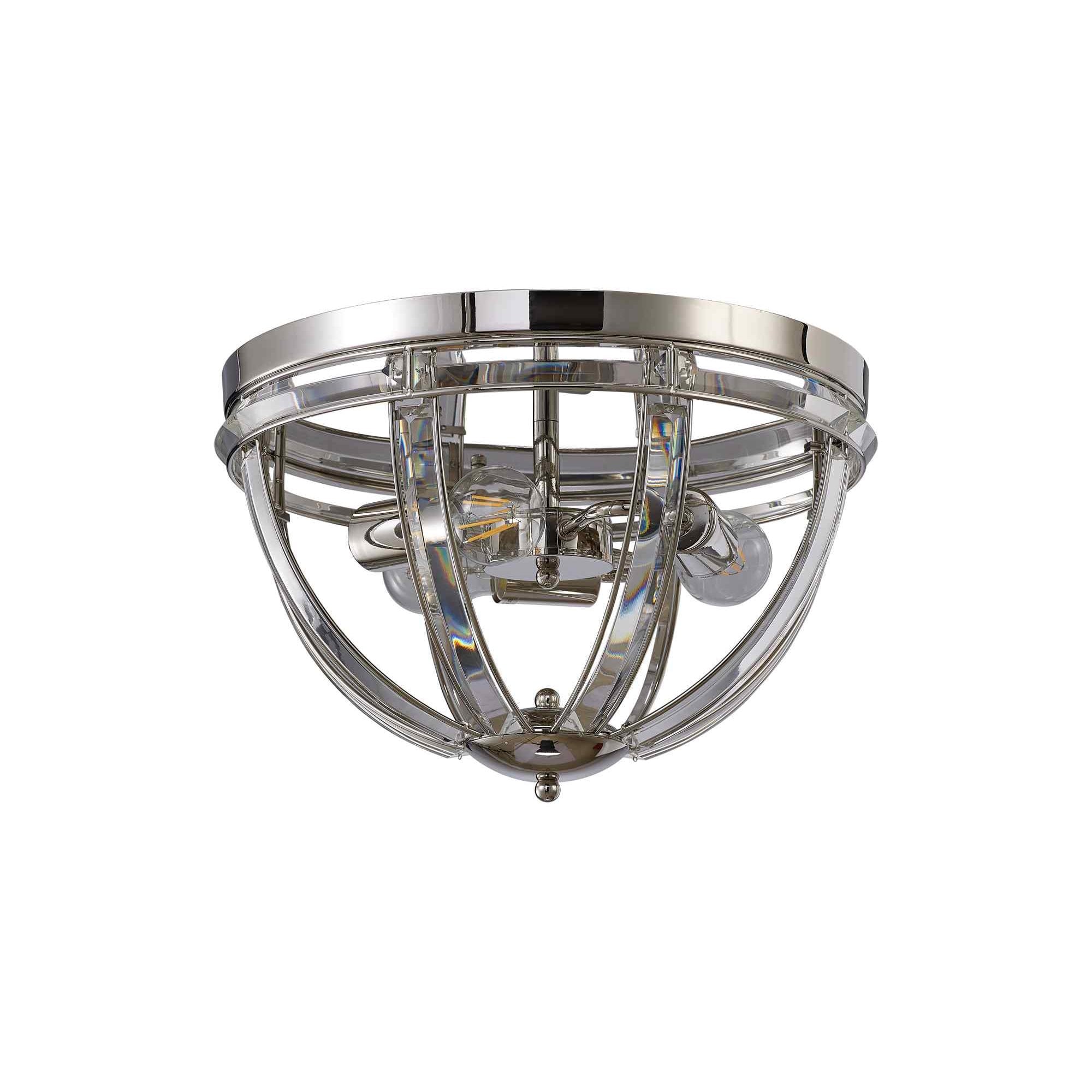 NL86389 Char 3 Light Flush Ceiling Light Polished Nickel Clear