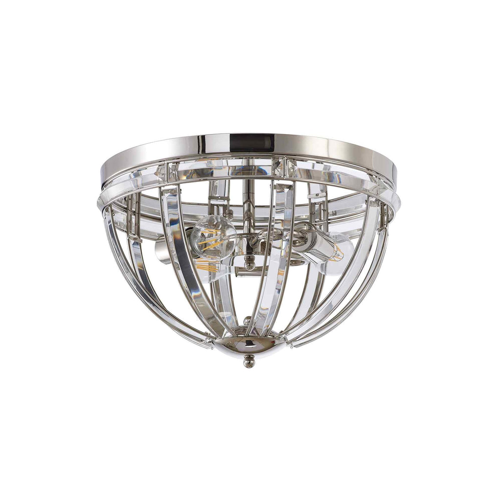 NL86389 Char 3 Light Flush Ceiling Light Polished Nickel Clear