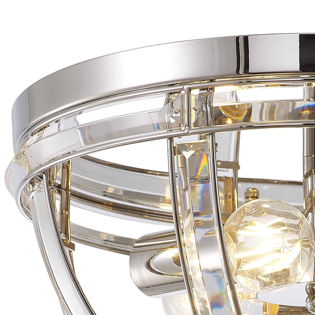 NL86389 Char 3 Light Flush Ceiling Light Polished Nickel Clear