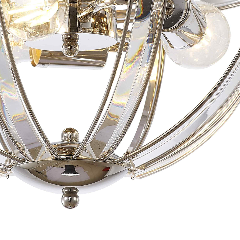 NL86389 Char 3 Light Flush Ceiling Light Polished Nickel Clear