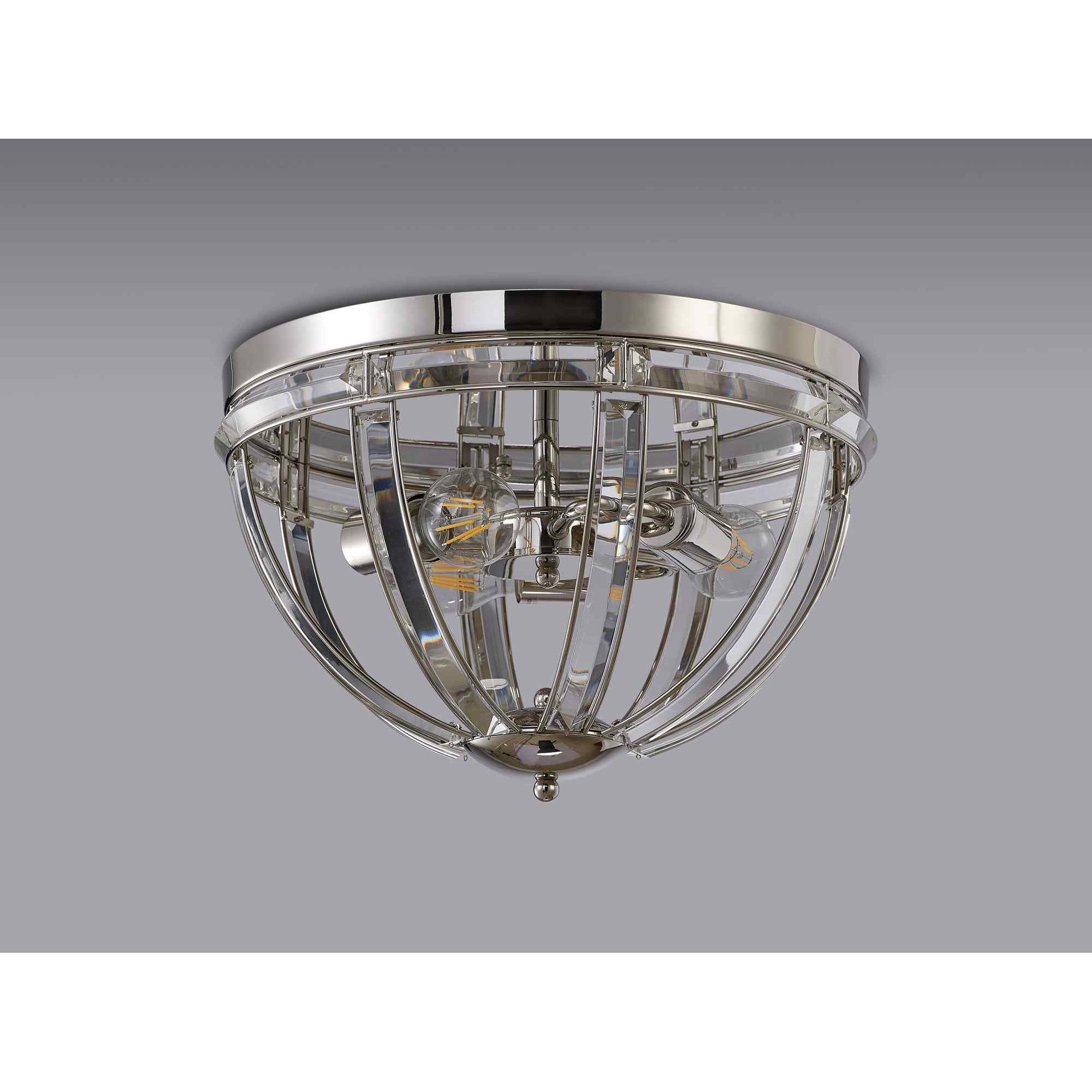 NL86389 Char 3 Light Flush Ceiling Light Polished Nickel Clear