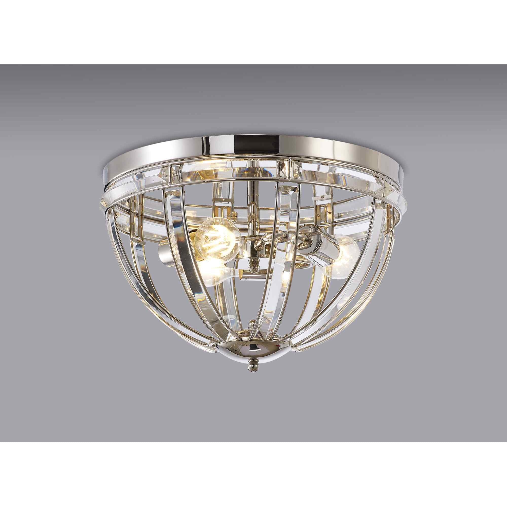 NL86389 Char 3 Light Flush Ceiling Light Polished Nickel Clear