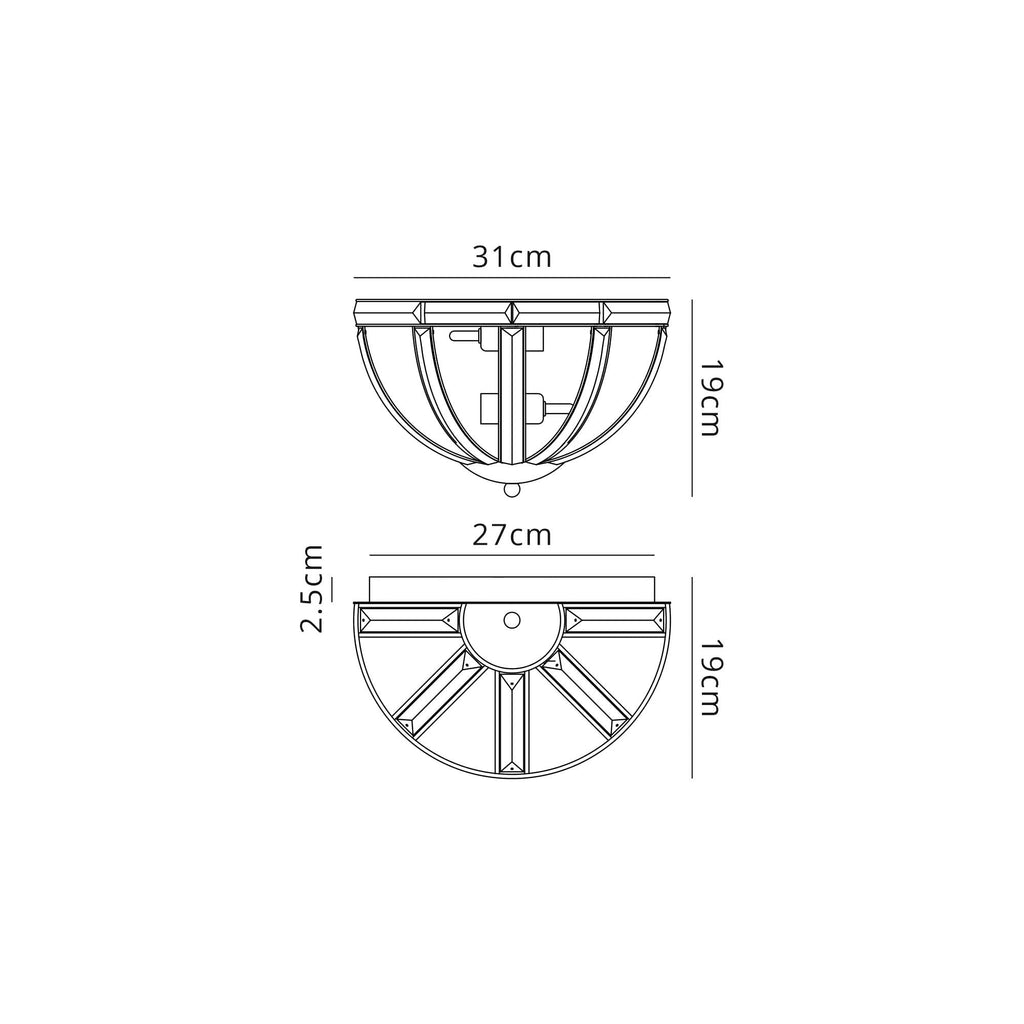 NL87569 Char 2 Light Wall Light Polished Nickel Clear